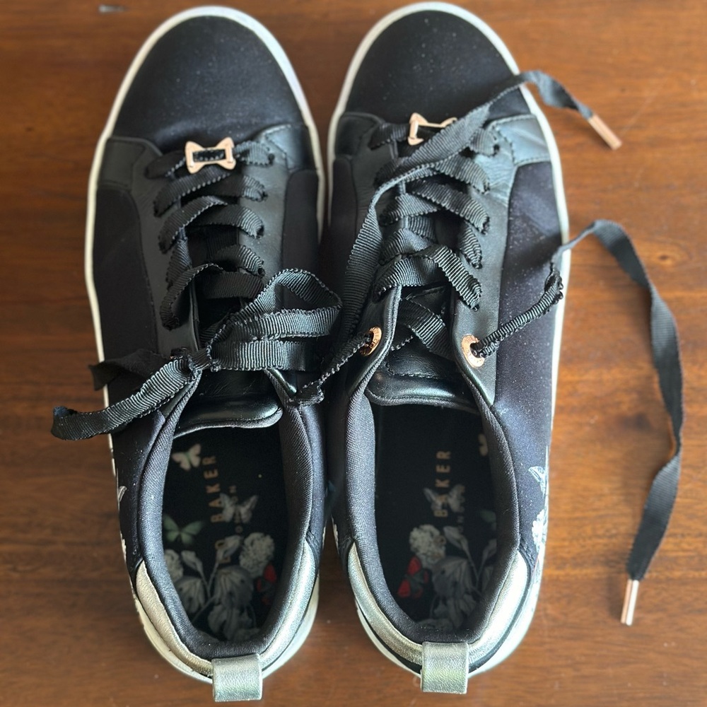 Ted Baker London - Women's Black Leather Floral Trainers